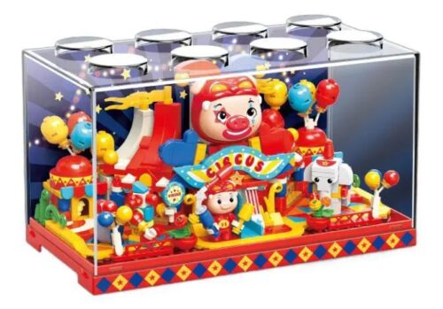 Bộ Lắp Ghép Mô Hình Rạp Xiếc Lợn Ơi JAKI JK6826 - Hộp kính trong suốt, mô phỏng rạp xiếc sống động, đồ chơi sáng tạo cho bé 8 tuổi