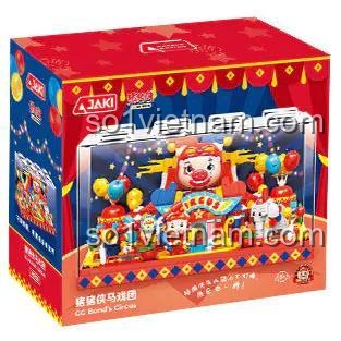 Hộp sản phẩm Bộ Lắp Ghép Mô Hình Rạp Xiếc Lợn Ơi JAKI JK6826, thiết kế bắt mắt, phù hợp làm quà tặng