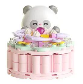 Mô hình bánh trung thu gấu trúc hồng đào JAKI MK015, đồ chơi lắp ghép bánh ngọt dễ thương cho bé gái 8 tuổi
