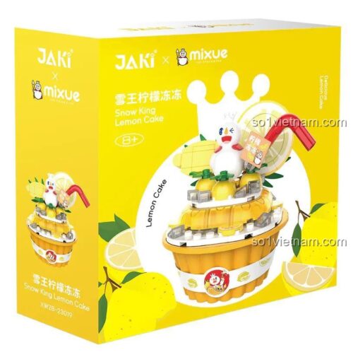 Hộp sản phẩm bộ xếp hình Vua Tuyết Kem Chanh JAKI XWZB-23019, đồ chơi mô hình Vua Tuyết Mixue đáng yêu, quà tặng bé gái 8 tuổi