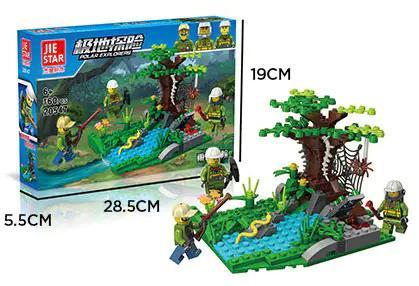 Bộ đồ chơi JIESTAR 20547 Thám Hiểm Rừng Nhiệt Đới với cảnh quan rừng xanh, có 3 minifigures, 160 chi tiết, phù hợp cho bé trai 6 tuổi