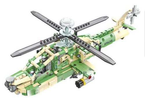 Mô hình trực thăng Apache AH-64 JIESTAR 58094, Trực thăng quân sự màu xanh lá và nâu, Tương thích LEGO®, 610 mảnh ghép, Độ tuổi 6+