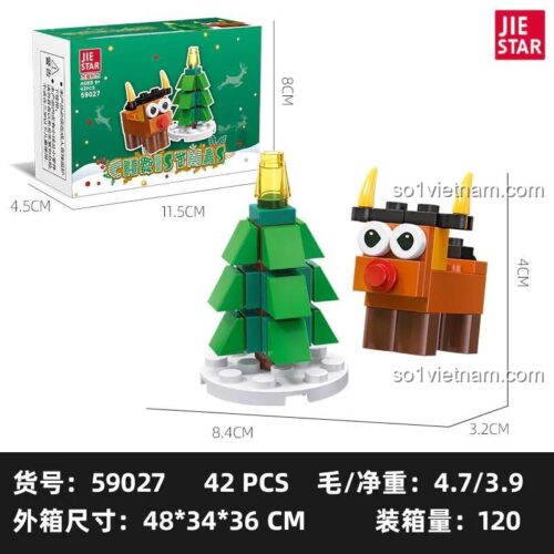 JIESTAR 59027 Bộ Lắp Ghép Giáng Sinh Merry Christmas - Hộp và mô hình cây thông