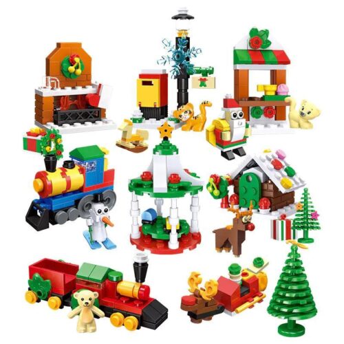 Bộ lắp ghép JIESTAR 59029 hình vớ Giáng Sinh Merry Christmas với 31 chi tiết mini block, màu đỏ chủ đạo, phù hợp cho bé 6 tuổi