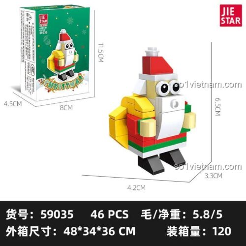 JIESTAR 59035 Hộp đựng bộ đồ chơi Giáng Sinh Merry Christmas và kích thước mô hình Santa Claus