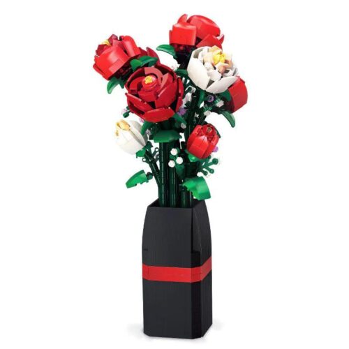 Bộ lắp ghép Hoa hồng JIESTAR JJ9010 - Mô hình hoa tươi sáng tạo, 818 chi tiết, phù hợp bé gái 6 tuổi