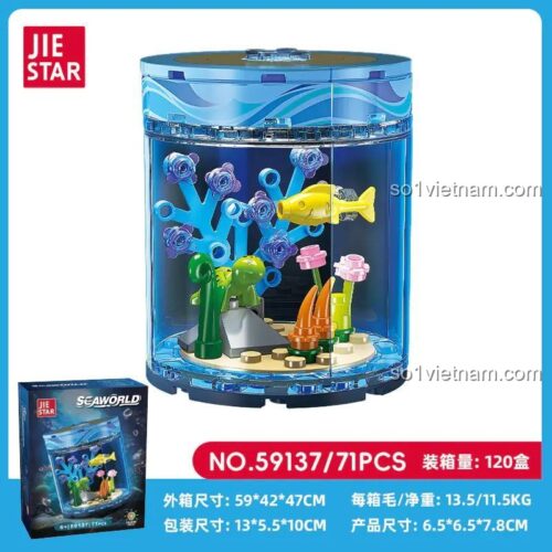 Hình ảnh hộp và kích thước của đồ chơi mô hình Thế giới đại dương thu nhỏ 59137, thể hiện rõ thông số sản phẩm.