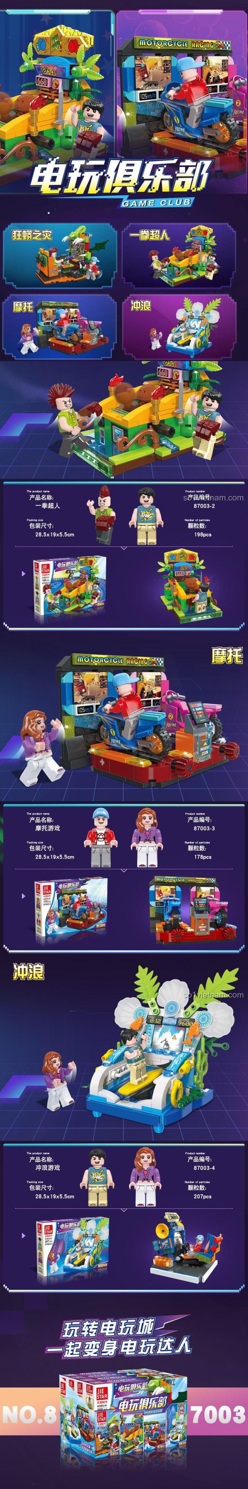 Phòng game arcade JIE STAR 87003, chi tiết 4 mô hình máy game, đồ chơi mô hình Trung tâm giải trí điện tử, phát triển tư duy cho bé 6 tuổi