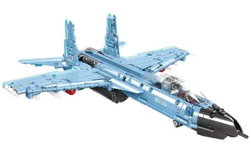 Mô hình máy bay chiến đấu SU-35 Glory Mission màu xanh dương, chi tiết cao, có buồng lái mở, kèm phụ kiện tên lửa, đồ chơi lắp ráp cho bé trai 6 tuổi