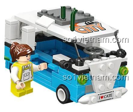 đồ chơi lắp ráp JIESTAR 20544, xe cắm trại mini màu xanh dương, đồ chơi cho bé trai 6 tuổi, giá rẻ