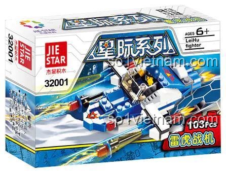 Hộp đồ chơi mô hình JIESTAR 32001 Chiến cơ Hổ Sấm với 103 mảnh ghép, hiển thị rõ ràng mã sản phẩm và độ tuổi 6+, món quà tiết kiệm cho bé trai.