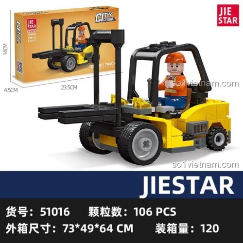 Kích thước hộp đồ chơi mô hình Xe nâng công trình 51016, món quà sáng tạo cho bé trai.