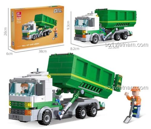Kích thước đồ chơi mô hình JIESTAR 51032 Xe Hooklift và vỏ hộp, quà tặng ý nghĩa cho bé trai 6 tuổi.