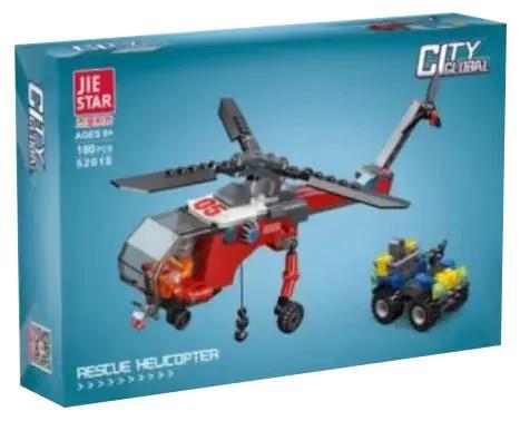 Bộ lắp ghép JIESTAR 52018 Trực Thăng Cứu Hộ giá tốt cho bé trai 6 tuổi, hộp đồ chơi lắp ráp máy bay cứu hộ thành phố