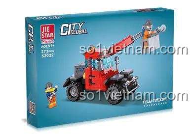 Bộ lắp ghép Xe Nâng Cần Vươn Jiestar 52022 cho bé trai 6 tuổi, mô hình xe công trình giá rẻ, chất lượng cao.