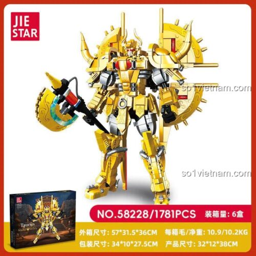 Đồ chơi mô hình JIESTAR 58228 Robot Hoàng Đạo Kim Ngưu và hộp sản phẩm, gồm 1781 chi tiết, chất lượng cao.