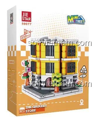 Hộp đồ chơi lắp ghép JIESTAR 59077 Cửa hàng tạp hóa, chất lượng cao, phù hợp bé 6 tuổi