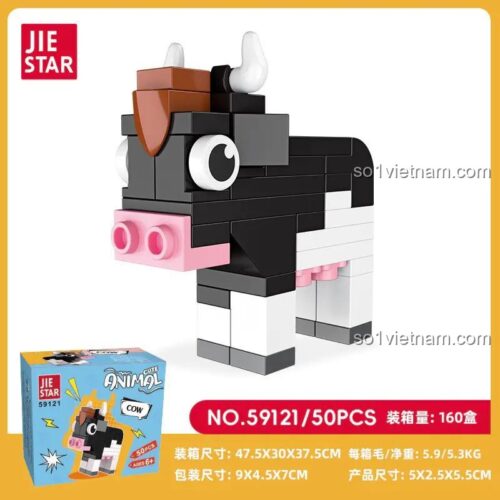 Hộp đồ chơi xếp hình Chú Bò Sữa đáng yêu 59121, 50 mảnh, chất lượng cao