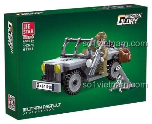 Hộp đồ chơi lắp ráp Xe Jeep Địa Hình JIESTAR 61105, chất lượng cao, cho bé trai 6 tuổi