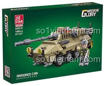 Hộp bộ lắp ghép JIESTAR 61107 Xe Bọc Thép Quân Sự, đồ chơi lắp ráp chất lượng cao cho bé trai.