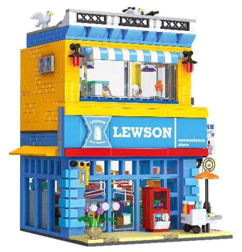 Mô hình chính diện của bộ lắp ghép Cửa hàng tiện lợi Lewson JIESTAR 89118, một món đồ chơi mô hình giá rẻ cho bé gái 6 tuổi.