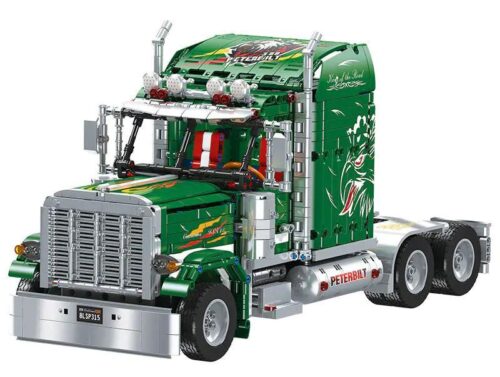 Bộ lắp ghép JIESTAR JJ9069 Xe đầu kéo Peterbilt 389, mô hình chính diện màu xanh lá, chi tiết cao cấp, phù hợp con trai 14 tuổi, giá tốt.
