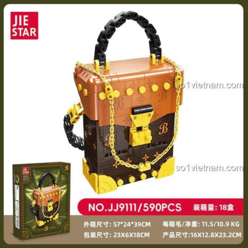 Hộp sản phẩm bộ lắp ghép túi xách JIESTAR JJ9111, 590 chi tiết, đồ chơi mô hình thời trang cho bé gái
