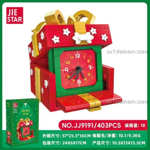 JIESTAR JJ9191 Đồng hồ hộp quà, đồ chơi mô hình Đồng hồ hộp quà Giáng Sinh với kích thước rõ ràng, phù hợp bé 6 tuổi