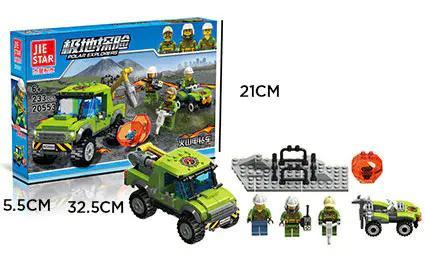 Hộp sản phẩm bộ đồ chơi xe khoan khám phá núi lửa JIESTAR 20553