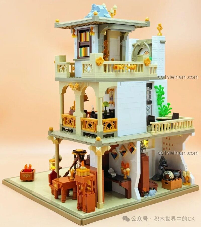 Mô hình lắp ghép JIESTAR 57015 Thư viện Châu Âu - ban công với hoa