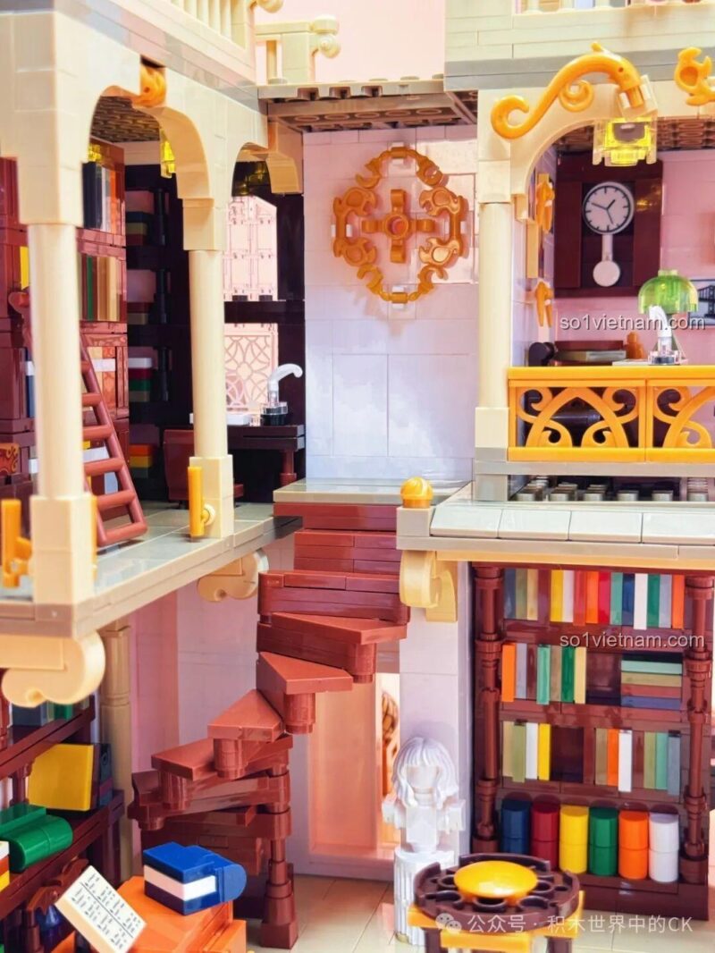 Mô hình lắp ghép JIESTAR 57015 Thư viện Châu Âu - với đèn lồng sang trọng