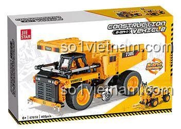 Hộp sản phẩm JIESTAR 57018 Xe tải mỏ, bộ lắp ghép 2 trong 1, đồ chơi giáo dục cho bé trai 6 tuổi