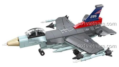 JIESTAR 58057 Máy bay chiến đấu F-16 Fighting Falcon, bộ lắp ghép chi tiết, mô hình máy bay quân sự cho bé trai 6 tuổi, tỉ lệ 1:176, 197 chi tiết, màu xám chủ đạo, giá tốt