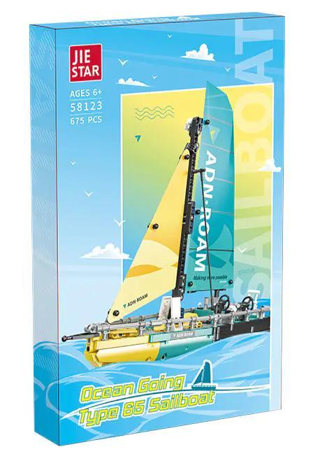 Hộp sản phẩm JIESTAR 58123 Thuyền Buồm Vượt Biển Loại 65, bộ đồ chơi lắp ghép cho bé 6 tuổi