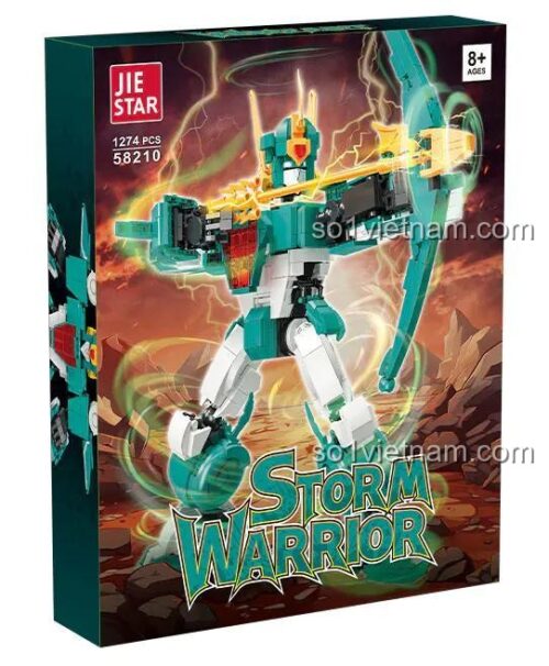 Hộp sản phẩm Robot Biến Hình JIESTAR 58210 Storm Warrior - 1274 chi tiết, độ tuổi 8+, kích thước 33.5x27x8cm