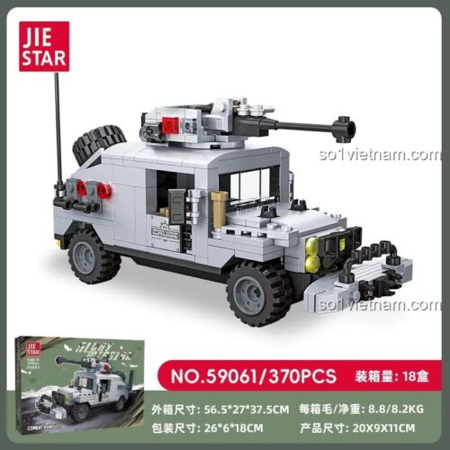 Hộp sản phẩm JIESTAR 59061 Xe Jeep Quân Sự Tác Chiến - Bộ Lắp Ghép 370 Mảnh