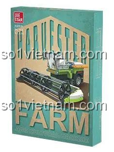 Hộp sản phẩm JIESTAR 59230 Máy Gặt Đập Liên Hợp bộ lắp ghép đồ chơi mô hình cho bé trai 6 tuổi, chi tiết chân thực, lắp ráp dễ dàng, nông trại hiện đại