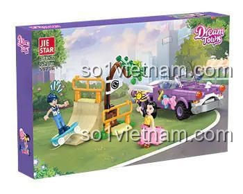 Hộp sản phẩm JIESTAR 59236 Công viên trượt ván, bộ lắp ghép xe và sân trượt ván cho bé gái 6 tuổi, 252 mảnh ghép