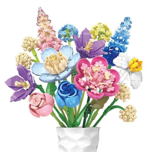 Bó hoa lãng mạn JIESTAR JJ9092 bộ đồ chơi lắp ghép 865 mảnh, hoa giả trang trí nhà cửa, quà tặng ý nghĩa cho bé gái 6 tuổi