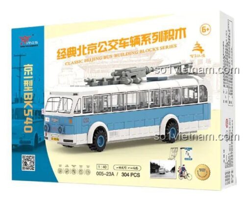 Hộp sản phẩm đồ chơi mô hình Jingwei Shidai 005-23A Xe buýt điện cổ điển Bắc Kinh, chất lượng cao, giá tiết kiệm cho bé trai 6 tuổi