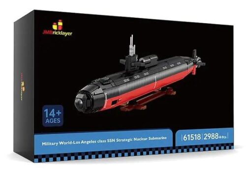 JMBricklayer 61518 Tàu ngầm tấn công lớp Los Angeles bộ đồ chơi mô hình tỉ lệ 1:125 màu đen đỏ 2988 mảnh ghép cho bé 14 tuổi