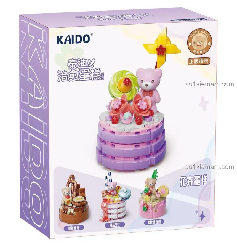 Hộp đồ chơi mô hình Kaido KD99032 Bánh Kem Hoa Gấu Teddy hiển thị 4 mẫu lắp được: Bánh Kem Hoa, Tiramisu, Phô Mai Muối Biển, Custard, đồ chơi mô hình giá tốt