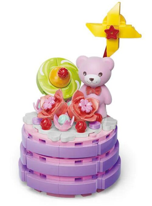 Bộ lắp ghép Bánh Kem Hoa Gấu Teddy Kaido KD99032 màu hồng tím, vàng, xanh lá, trắng, đỏ cho bé gái 8 tuổi, đồ chơi lắp ghép giá tốt
