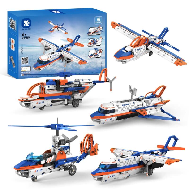 Bộ lắp ghép máy bay KAIYU K96189 5 trong 1 điều khiển lập trình, đồ chơi STEM cho bé trai 6 tuổi, giá tốt
