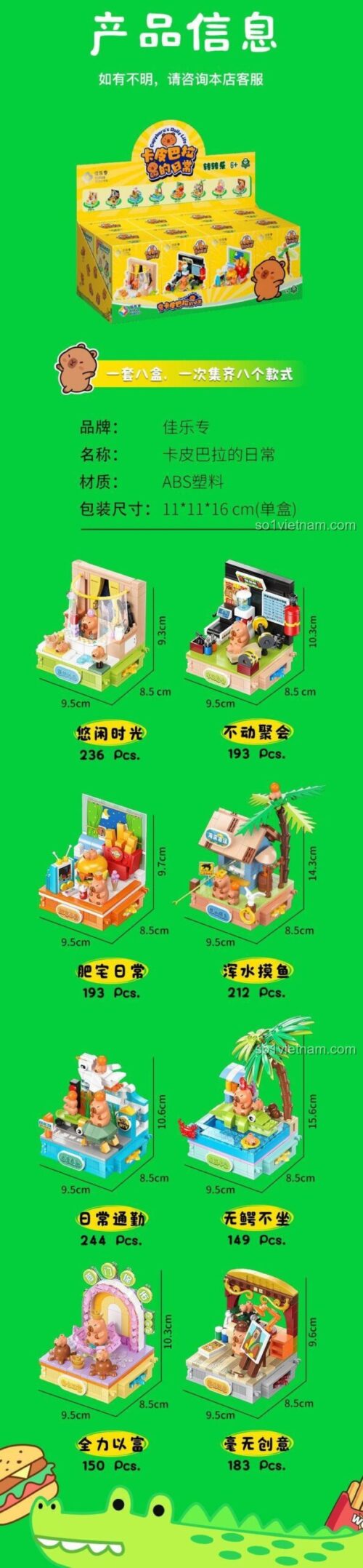 Đồ chơi mô hình Capybara lười biếng Kalos Blocks, các nhân vật Capybara dễ thương, phù hợp cho bé trai bé gái 6 tuổi, giá tiết kiệm.