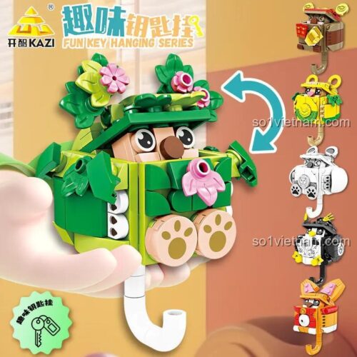 đồ chơi lắp ghép KAZI 81143, móc treo chìa khóa hình nhím, có cảm biến chuyển động, bé gái 8 tuổi, giá rẻ