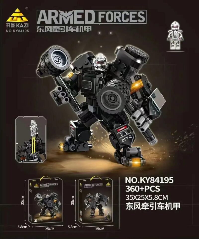 Bộ lắp ghép Người máy cơ giáp xe đầu kéo Đông Phong KAZI K84195 giá tốt cho bé trai 6 tuổi, mô hình cơ giáp quân sự biến hình mạnh mẽ.