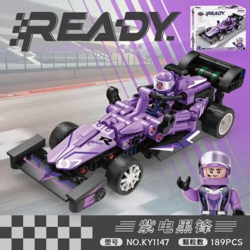 Bộ lắp ghép xe đua F1 Tím Đen KAZI KY1147 189 mảnh cho bé trai 6 tuổi, có động cơ kéo lùi, giá tốt