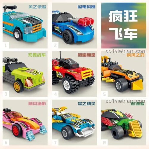 Hộp bộ đồ chơi KAZI KY6157 Xe đua 8 kiểu, đồ chơi mô hình Xe đua thể thao cho bé trai 8 tuổi, chất lượng cao.