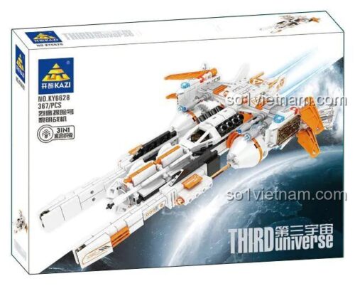 đồ chơi lắp ráp Tàu vũ trụ Liệt Ưng, hộp sản phẩm KAZI KY6628, đồ chơi sáng tạo cho bé trai 6 tuổi, giá rẻ